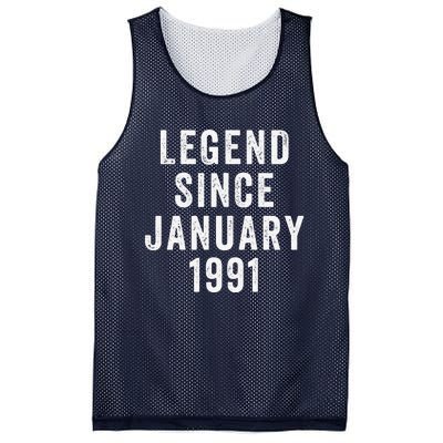 Vintage Legend January 1991 Funny Birthday Mesh Reversible Basketball Jersey Tank