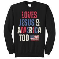 Vintage Loves Jesus And America Too Patriotic Proud US.Flag Sweatshirt