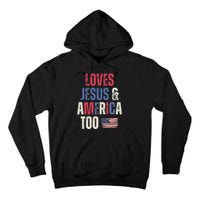 Vintage Loves Jesus And America Too Patriotic Proud US.Flag Tall Hoodie