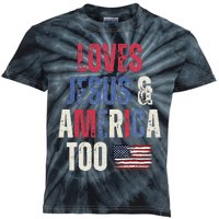 Vintage Loves Jesus And America Too Patriotic Proud US.Flag Kids Tie-Dye T-Shirt