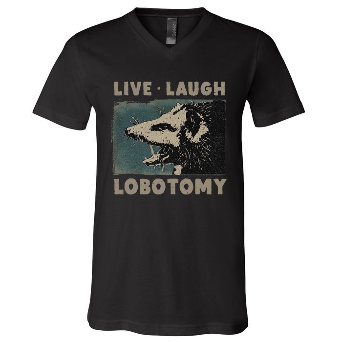 Vintage Live Laugh Lobotomy Lobotomies Retro Opossum Lovers V-Neck T-Shirt