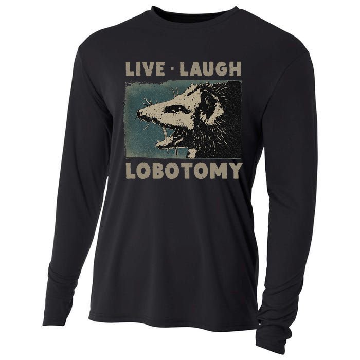 Vintage Live Laugh Lobotomy Lobotomies Retro Opossum Lovers Cooling Performance Long Sleeve Crew