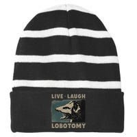 Vintage Live Laugh Lobotomy Lobotomies Retro Opossum Lovers Striped Beanie with Solid Band