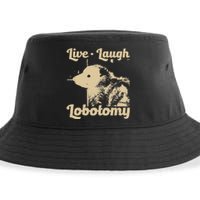 Vintage Live Laugh Lobotomy Lobotomies Retro Opossum Lovers Sustainable Bucket Hat