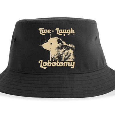 Vintage Live Laugh Lobotomy Lobotomies Retro Opossum Lovers Sustainable Bucket Hat