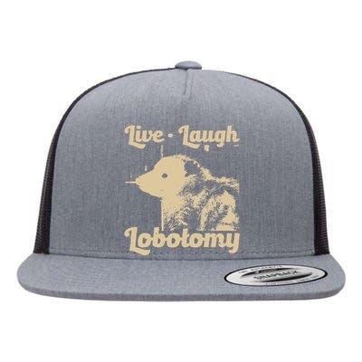 Vintage Live Laugh Lobotomy Lobotomies Retro Opossum Lovers Flat Bill Trucker Hat