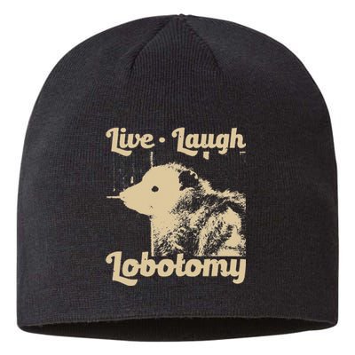 Vintage Live Laugh Lobotomy Lobotomies Retro Opossum Lovers Sustainable Beanie