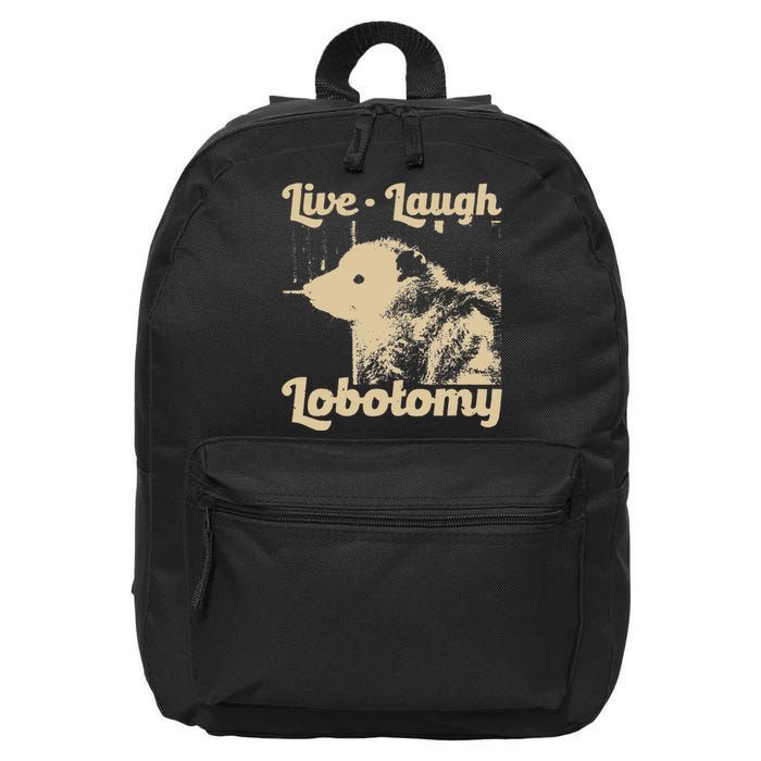 Vintage Live Laugh Lobotomy Lobotomies Retro Opossum Lovers 16 in Basic Backpack