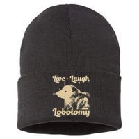 Vintage Live Laugh Lobotomy Lobotomies Retro Opossum Lovers Sustainable Knit Beanie