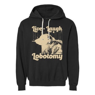 Vintage Live Laugh Lobotomy Lobotomies Retro Opossum Lovers Garment-Dyed Fleece Hoodie