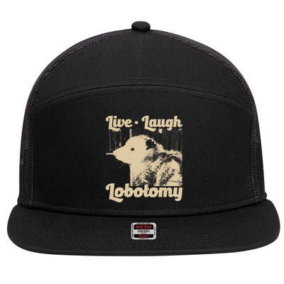Vintage Live Laugh Lobotomy Lobotomies Retro Opossum Lovers 7 Panel Mesh Trucker Snapback Hat