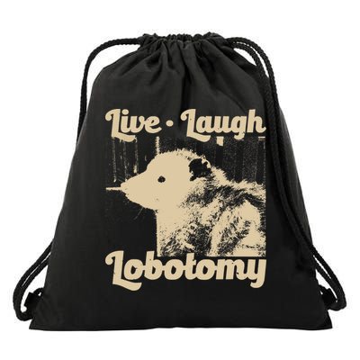 Vintage Live Laugh Lobotomy Lobotomies Retro Opossum Lovers Drawstring Bag