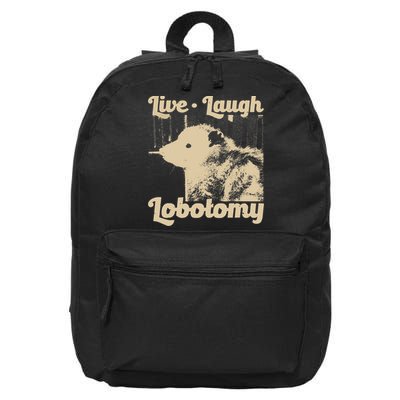 Vintage Live Laugh Lobotomy Lobotomies Retro Opossum Lovers 16 in Basic Backpack