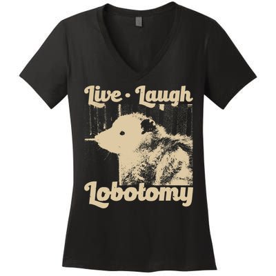 Vintage Live Laugh Lobotomy Lobotomies Retro Opossum Lovers Women's V-Neck T-Shirt