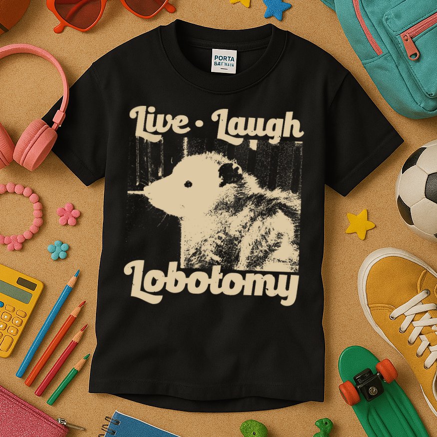 Vintage Live Laugh Lobotomy Lobotomies Retro Opossum Lovers Kids T-Shirt