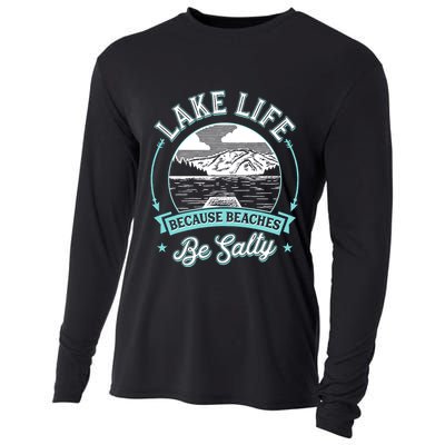 Vintage Lake Life Because Beaches Be Salty Cooling Performance Long Sleeve Crew