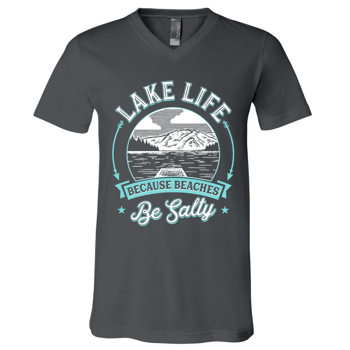 Vintage Lake Life Because Beaches Be Salty V-Neck T-Shirt