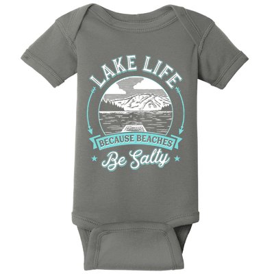 Vintage Lake Life Because Beaches Be Salty Baby Bodysuit