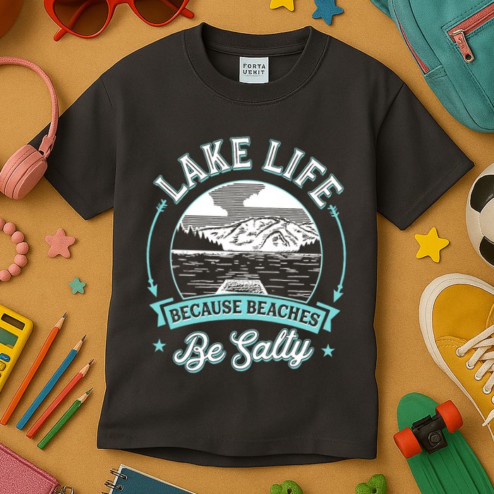 Vintage Lake Life Because Beaches Be Salty Kids T-Shirt