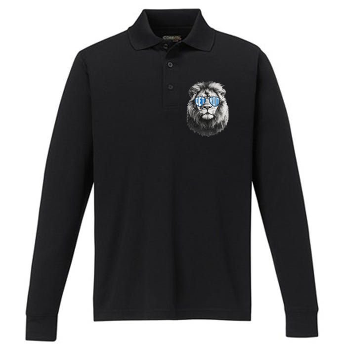 Vintage Lion Lover Apparel With Sunglasses Performance Long Sleeve Polo