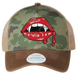 Vampire Lips Lazy Halloween Costume Blood Fangs Legacy Tie Dye Trucker Hat