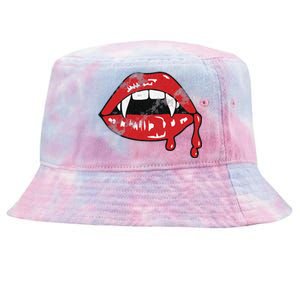 Vampire Lips Lazy Halloween Costume Blood Fangs Tie-Dyed Bucket Hat