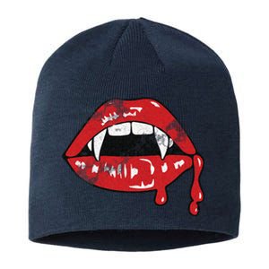 Vampire Lips Lazy Halloween Costume Blood Fangs Sustainable Beanie