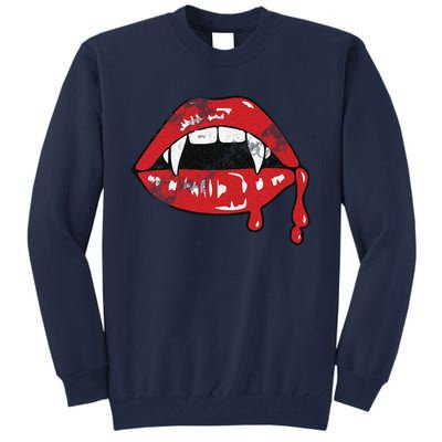 Vampire Lips Lazy Halloween Costume Blood Fangs Tall Sweatshirt