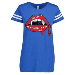 Vampire Lips Lazy Halloween Costume Blood Fangs Enza Ladies Jersey Football T-Shirt