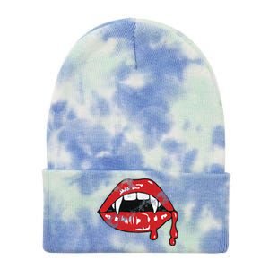 Vampire Lips Lazy Halloween Costume Blood Fangs Tie Dye 12in Knit Beanie