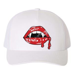 Vampire Lips Lazy Halloween Costume Blood Fangs Yupoong Adult 5-Panel Trucker Hat