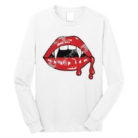 Vampire Lips Lazy Halloween Costume Blood Fangs Long Sleeve Shirt