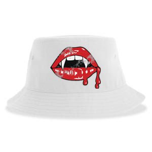 Vampire Lips Lazy Halloween Costume Blood Fangs Sustainable Bucket Hat