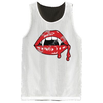 Vampire Lips Lazy Halloween Costume Blood Fangs Mesh Reversible Basketball Jersey Tank