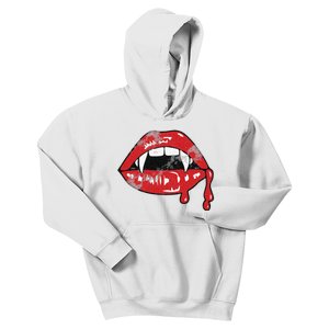 Vampire Lips Lazy Halloween Costume Blood Fangs Kids Hoodie