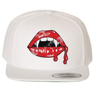 Vampire Lips Lazy Halloween Costume Blood Fangs Wool Snapback Cap