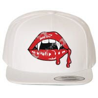 Vampire Lips Lazy Halloween Costume Blood Fangs Wool Snapback Cap