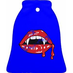 Vampire Lips Lazy Halloween Costume Blood Fangs Ceramic Bell Ornament