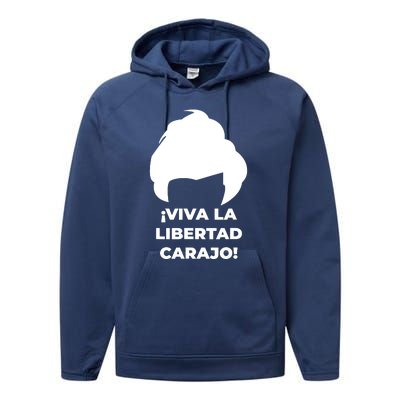 Viva La Libertad Carajo! Javier Milei Peluca Milei Performance Fleece Hoodie