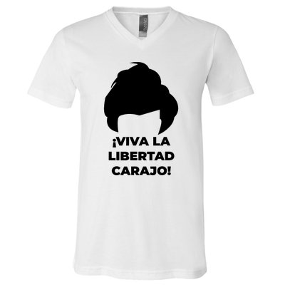 Viva La Libertad Carajo! Javier Milei Peluca Milei V-Neck T-Shirt