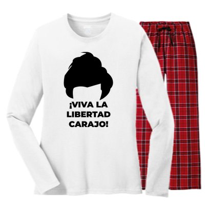 Viva La Libertad Carajo! Javier Milei Peluca Milei Women's Long Sleeve Flannel Pajama Set 