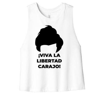 Viva La Libertad Carajo! Javier Milei Peluca Milei Women's Racerback Cropped Tank