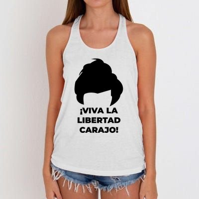 Viva La Libertad Carajo! Javier Milei Peluca Milei Women's Knotted Racerback Tank