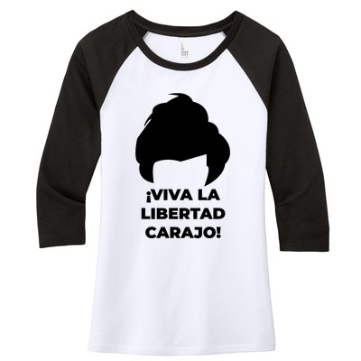 Viva La Libertad Carajo! Javier Milei Peluca Milei Women's Tri-Blend 3/4-Sleeve Raglan Shirt