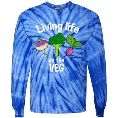 Vegan Living Life On The Veg Graphic Vegetable Meaningful Gift Tie-Dye Long Sleeve Shirt