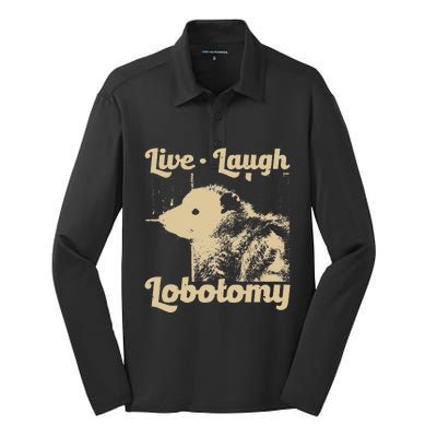 Vintage Live Laugh Lobotomy Lobotomies Retro Opossum Lovers Silk Touch Performance Long Sleeve Polo