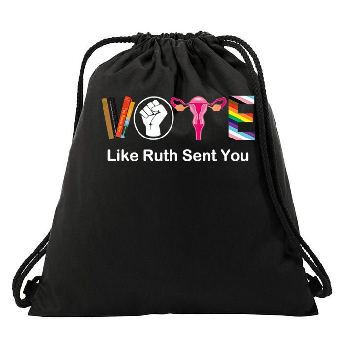 Vote Like Like Ruth Sent You Feminist Drawstring Bag