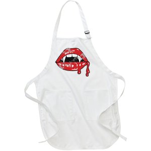 Vampire Lips Lazy Halloween Costume Blood Fangs Full-Length Apron With Pockets