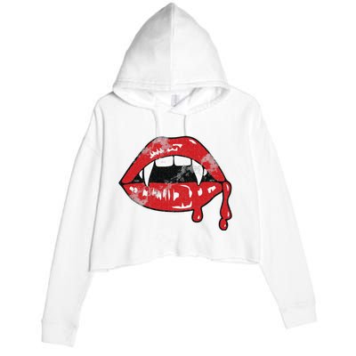 Vampire Lips Lazy Halloween Costume Blood Fangs Crop Fleece Hoodie