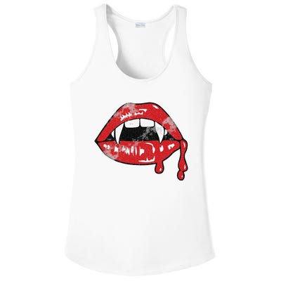 Vampire Lips Lazy Halloween Costume Blood Fangs Ladies PosiCharge Competitor Racerback Tank